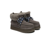 UGG EVERAU® UGG Boots Women Sheepskin Wool Lace Up Ankle Platform Honour