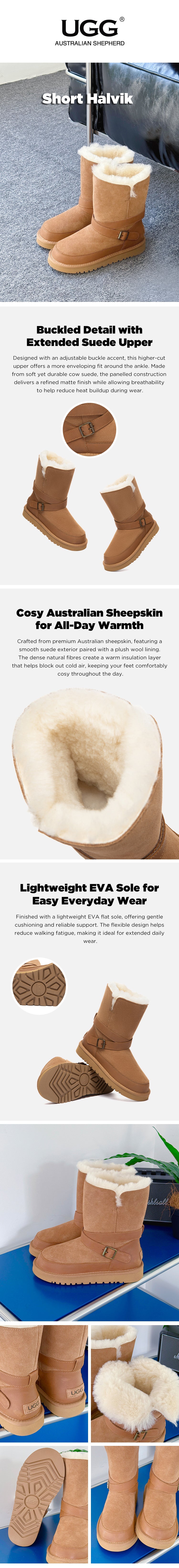 AUSTRALIAN SHEPHERD® UGG Boots  Buckle Short Halvik