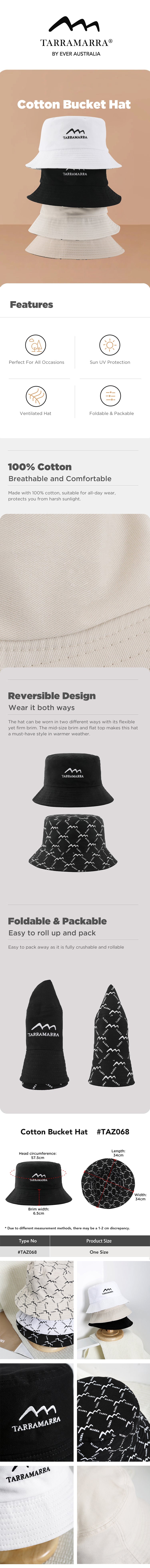 TARRAMARRA® 100% Cotton Reversible Bucket Hat