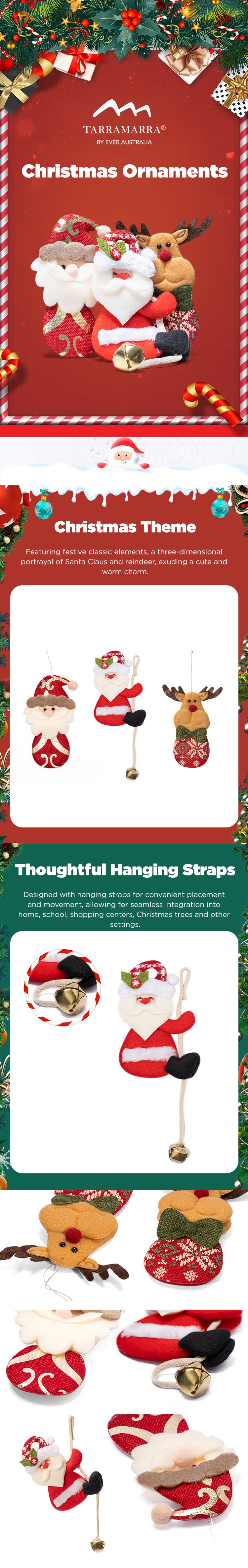 TARRAMARRA® Christmas Reindeer Santa Ornaments