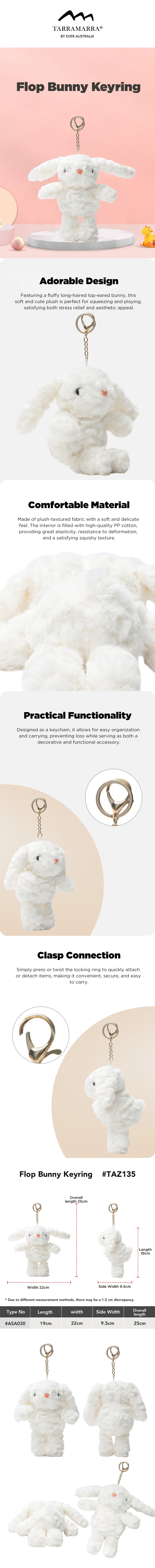 TARRAMARRA® Cute Plush Flop Bunny Keyring