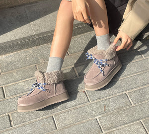 UGG EVERAU® UGG Boots Women Sheepskin Wool Lace Up Ankle Platform Honour