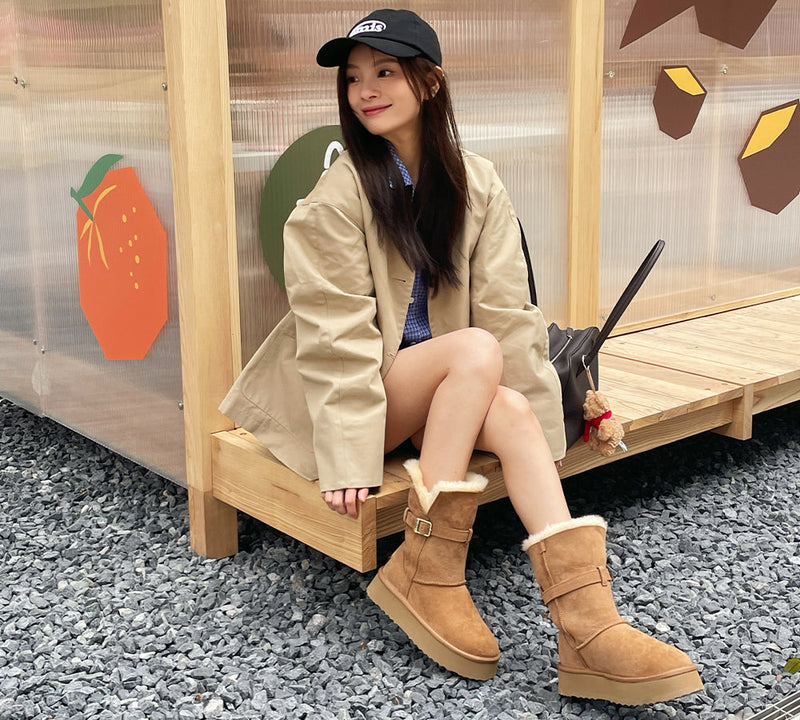 UGG EVERAU®  3-Way Style UGG Boots Women Sheepskin Wool Platform Short Valerie EVERAU