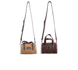 Women Sheepskin Wool Small Hand Carry Shoulder Strap Zip Barrell Bag