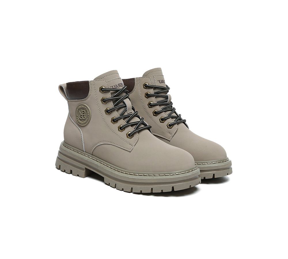EVERAU® UGG Boots Women Leather Chunky Aubrey