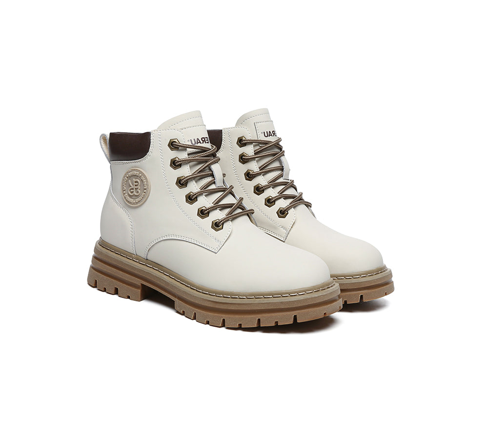 EVERAU® UGG Boots Women Leather Chunky Aubrey