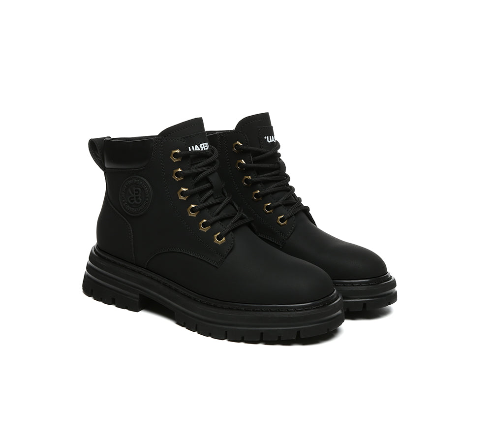 EVERAU® UGG Boots Women Leather Chunky Aubrey