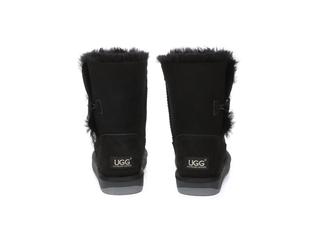 UGG Boots - AS UGG Boots Double Face Sheepskin Short Button