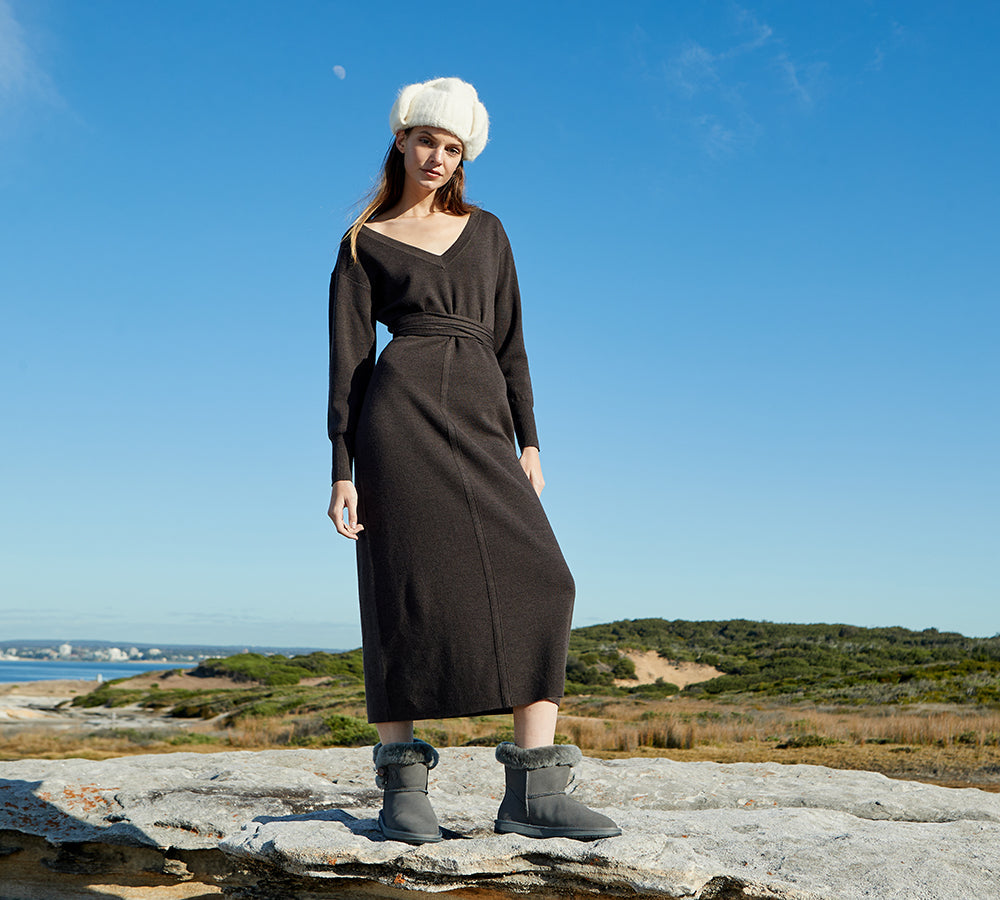 UGG Boots - AUSTRALIAN SHEPHERD® UGG Women Sheepskin Wool Horn Toggle Closure Mini Boots Tiara