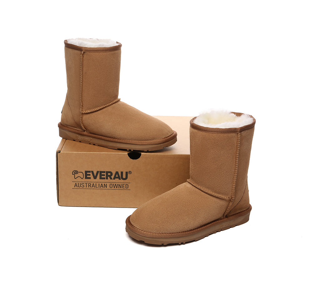 UGG Boots - EVERAU?? UGG Sheepskin Wool Mid Calf Boots Short Classic Suede