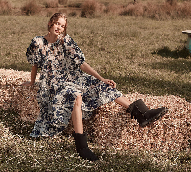 UGG Boots - EVERAU® UGG Women Sheepskin Wool Double Baily Boots Short Back Bow