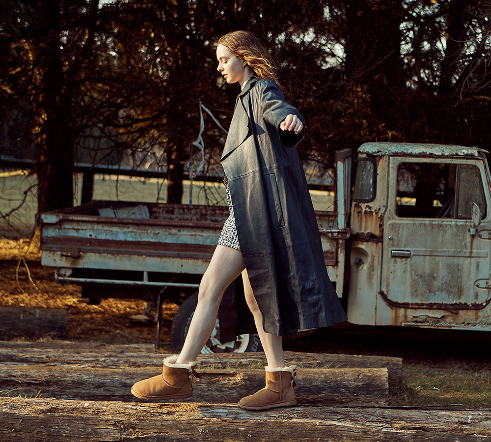 UGG Boots - Sheepskin Mini Back Single Bow Women Boots