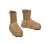 UGG Boots - EVERAU® UGG Women Sheepskin Wool Zipper Stretchy Mid Calf Platform Boots Ethel