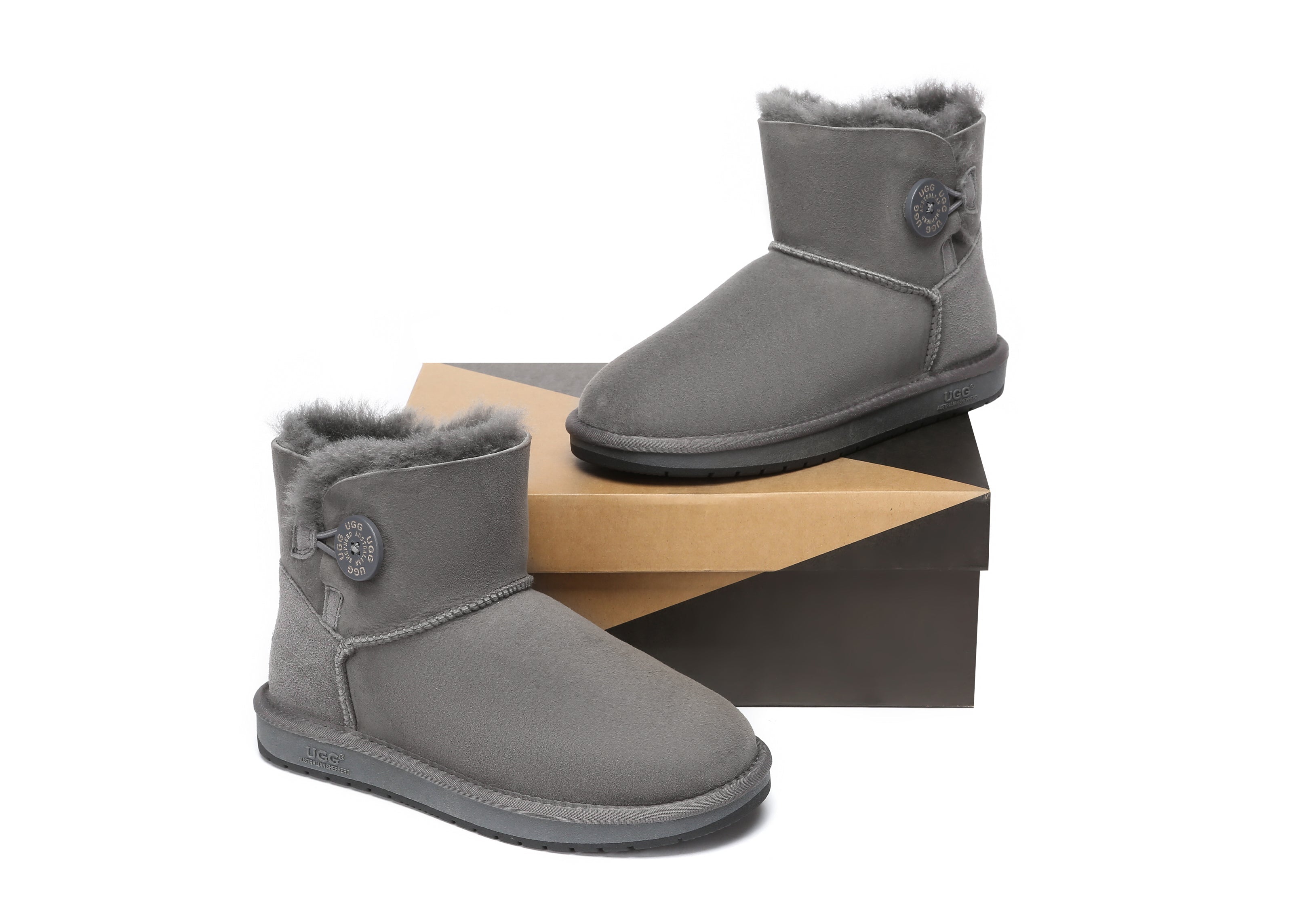 【UGG 】AUSTRALIAN SHEPHERD 耳あて グレー AS Mini Button UGG Boots #15702 UGG Boots – UGG Express
