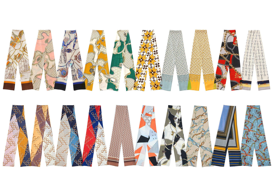 Accessories - Printed Long Rayon Silk Scarf Multiple Patterns And Colours