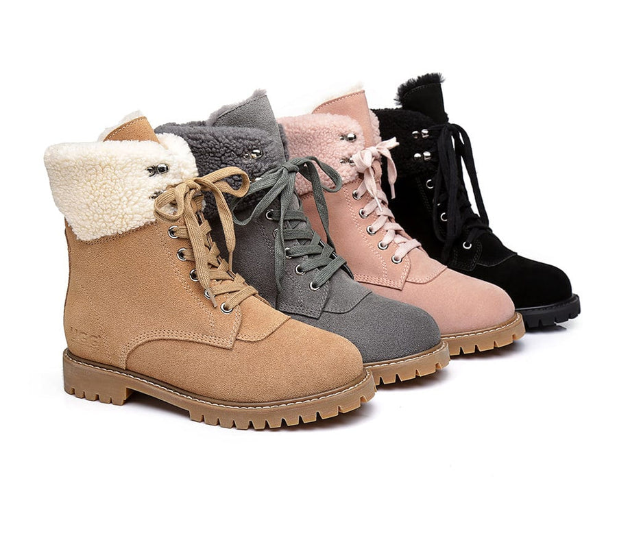 Australian Shepherd® Ugg Boots Women Sheepskin Wool Lace Up Chunky Min