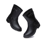 Fashion Boots - Black Rainboots, Gumboots Women Mid Calf With Wool Insole