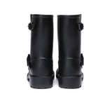 Fashion Boots - Black Rainboots, Gumboots Women Mid Calf With Wool Insole