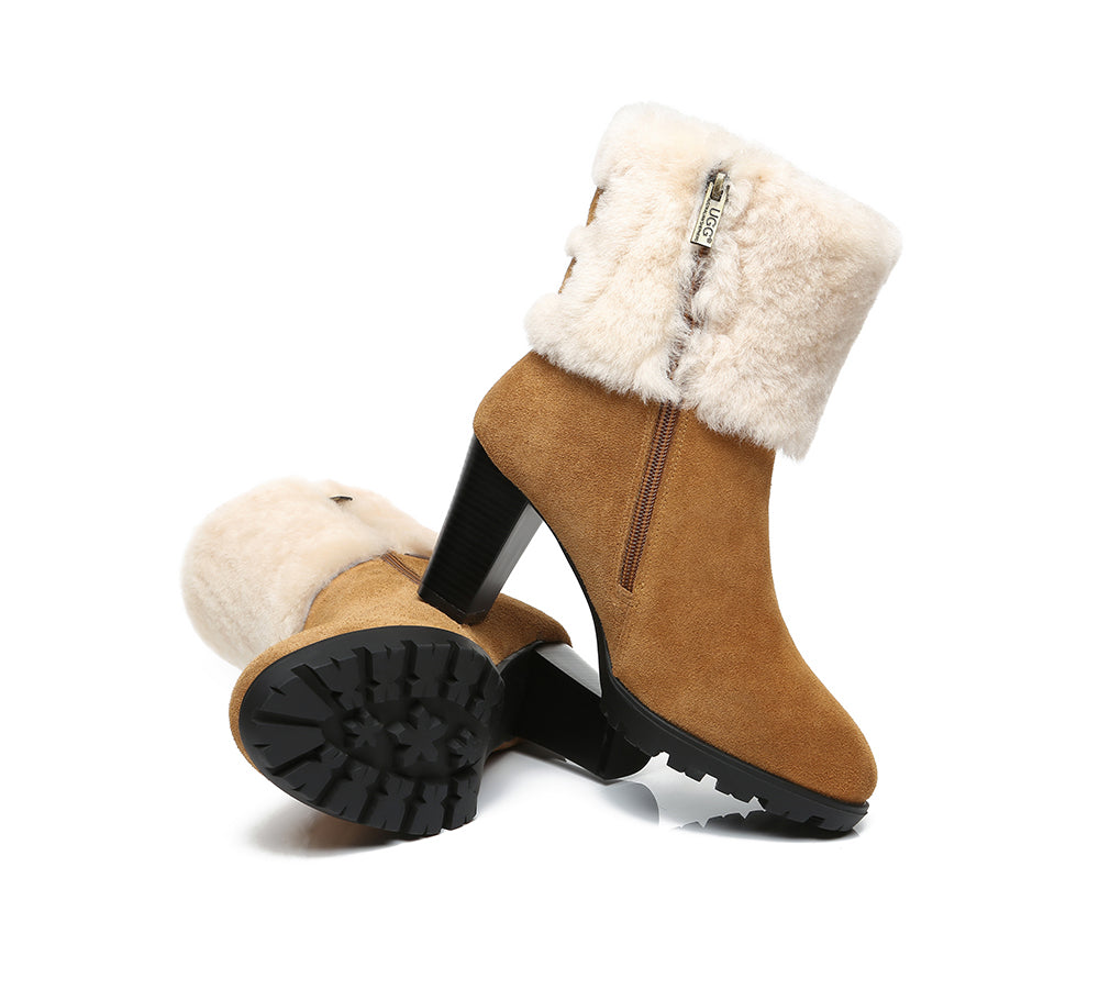 Fashion Boots - Ugg Boots Women Shearling Heels Style Candice