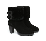 Fashion Boots - Ugg Boots Women Shearling Heels Style Candice