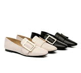 Flats - AS UGG Sally Square Buckle Loafers Opera Flats Almond Toe