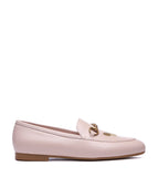 Flats - Everau Pink Loafer With Metal Buckle And Butterfly Embroidery