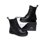 Leather Boots - Simona Women HI Lift Platform Lace Up Leather Boots