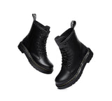 Leather Boots - Simona Women HI Lift Platform Lace Up Leather Boots