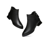 Leather Boots - TA Women Ankle Boots Quella Leather Block Heel Black