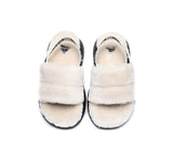 Sandals - Sheepskin Wool Slingback Fluffy Slides Women Miss Ever