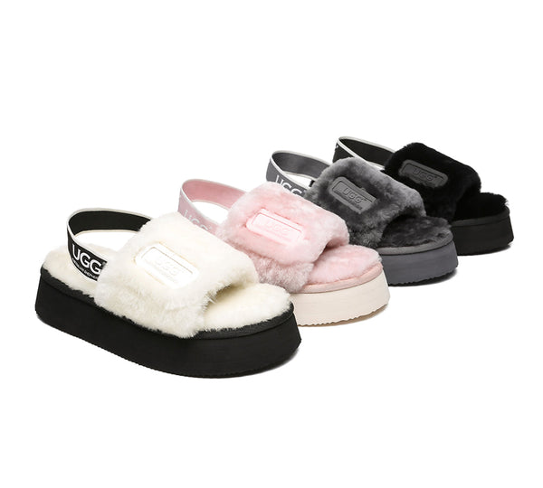 AS UGG Women Platform Fluffy Slides Poppin