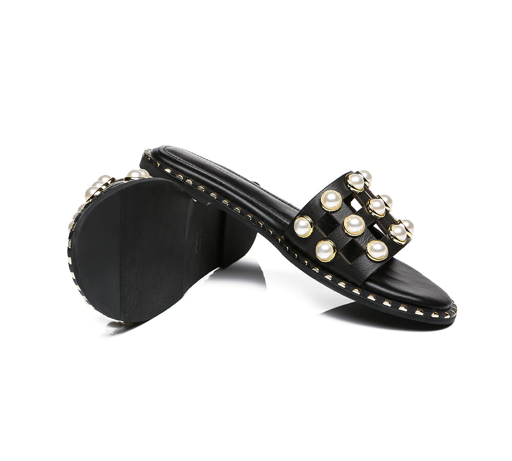 TARRAMARRA® Women Leather Pearls Flat Slides Junia | UGG EXPRESS