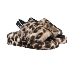 Slides - Leopard Print Fluffy Slides Women Pamela