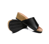 Slides - Women Sandals Megan Platform Leather Wedge Slides