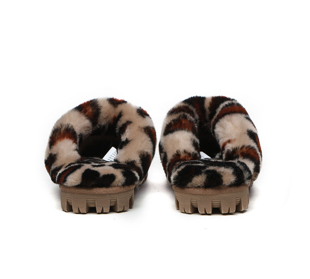 Slippers - UGG Slippers Double Face Sheepskin Women Leopard Print Slipper