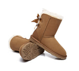 UGG Boots - Double Baily Short Back Bow Sheepskin Women Boots