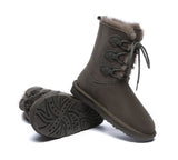 UGG Boots - Lace-up Sheepskin Boots Women Tall Stark