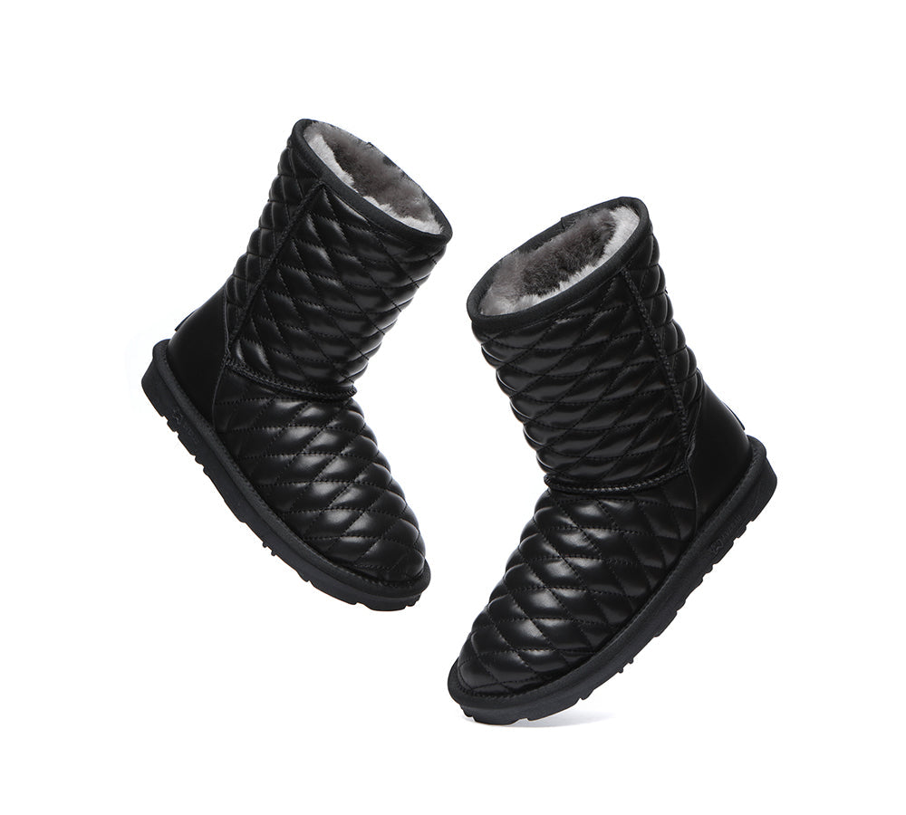 UGG Boots - Nappa Diamond Pattern Short Sheepskin Boots Women Ridgeway