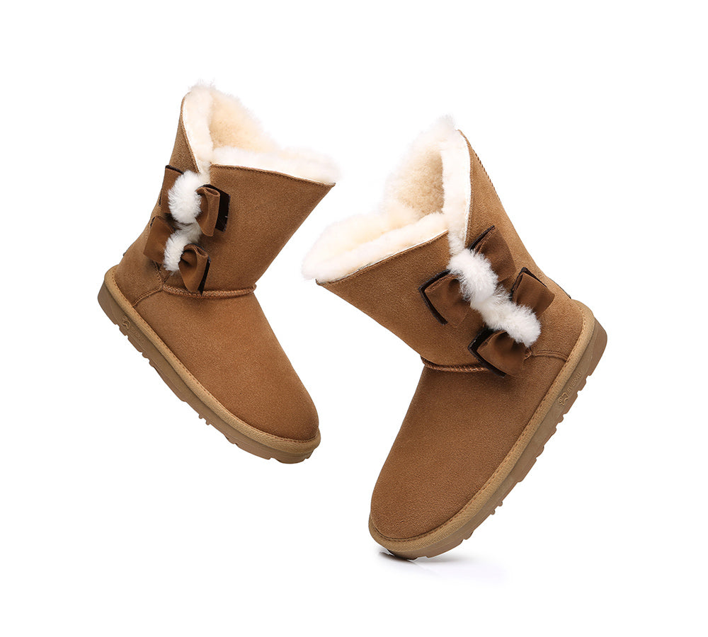 UGG Boots - Sheepskin Double Bow Boots Women Eira