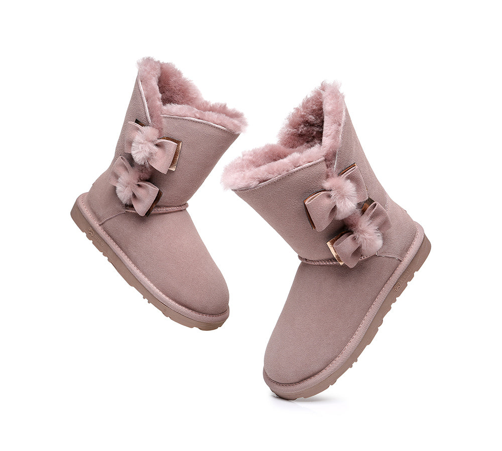UGG Boots - Sheepskin Double Bow Boots Women Eira