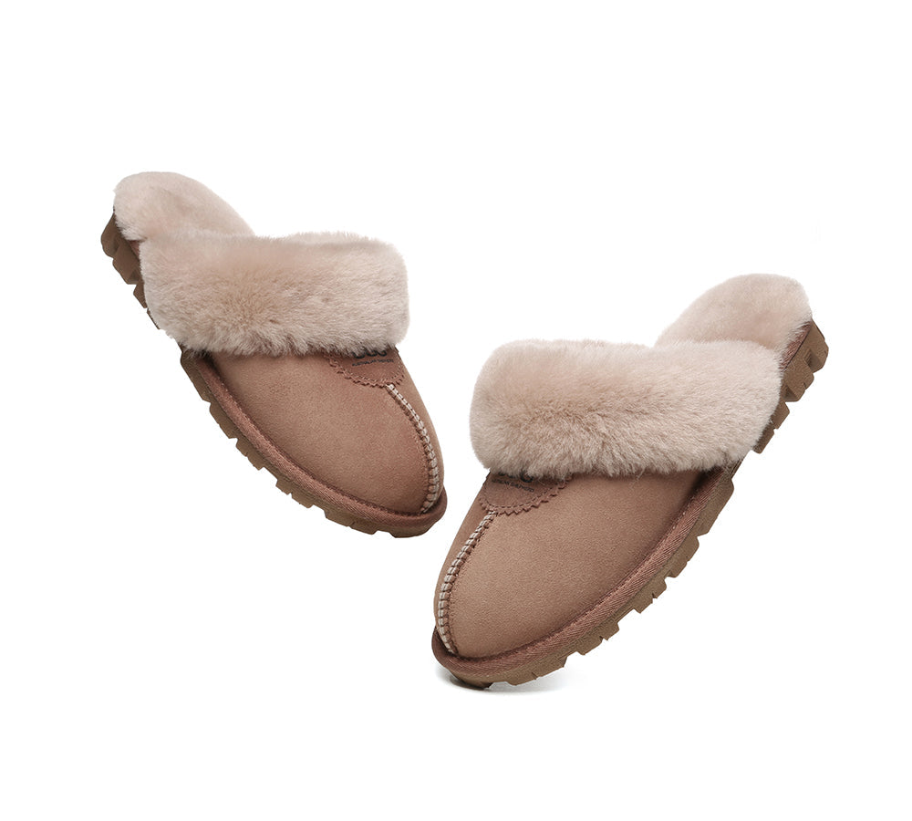 AUSTRALIAN SHEPHERD® UGG Slippers Double Face Sheepskin Wool Scuff Waf